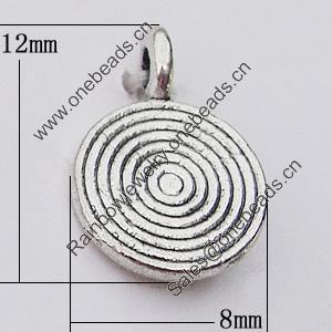 Pendant, Zinc Alloy Jewelry Findings, Flat Round 8x12mm, Sold by Bag  