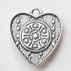 Pendant, Zinc Alloy Jewelry Findings, Heart, 17x18mm, Sold by Bag  