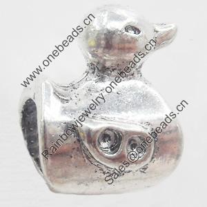 European Style Beads Zinc Alloy Jewelry Findings, 12x15mm, Hole:6mm, Sold by Bag  