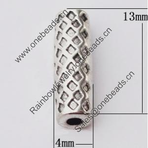 Beads, Zinc Alloy Jewelry Findings, Tube 4x13mm, Sold by Bag  