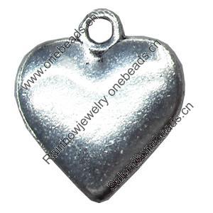 Pendant, Zinc Alloy Jewelry Findings, Heart, 14x16mm, Sold by Bag  