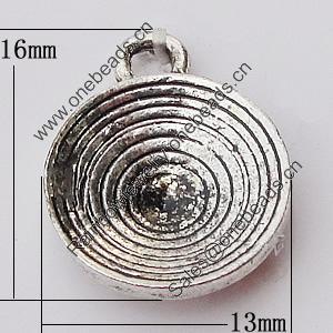 Pendant, Zinc Alloy Jewelry Findings, Flat Round 13x16mm, Sold by Bag  