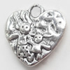 Pendant, Zinc Alloy Jewelry Findings, 15x16mm, Sold by Bag  