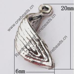 Pendant, Zinc Alloy Jewelry Findings, Leaf 6x20mm, Sold by Bag  