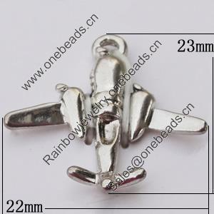 Pendant, Zinc Alloy Jewelry Findings, Plane 22x23mm, Sold by Bag  