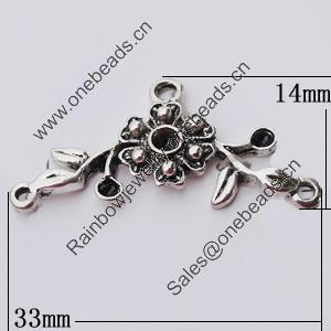 Connectors Zinc Alloy Jewelry Findings, 33x14mm, Sold by Bag  