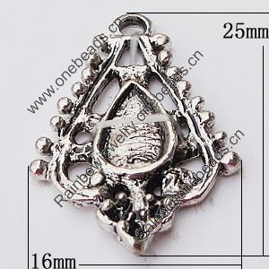 Pendant, Zinc Alloy Jewelry Findings, 16x25mm, Sold by Bag  