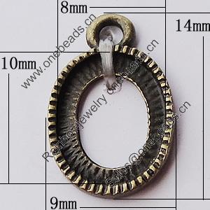 Zinc Alloy Pendant Settings, Outside diameter:9x14mm, Interior diameter:8x10mm, Sold by Bag   