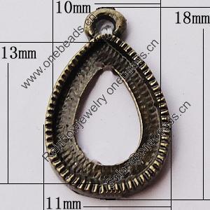 Zinc Alloy Pendant Settings, Outside diameter:11x18mm, Interior diameter:10x13mm, Sold by Bag   