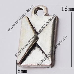 Pendant, Zinc Alloy Jewelry Findings, Rectangle 8x16mm, Sold by Bag  