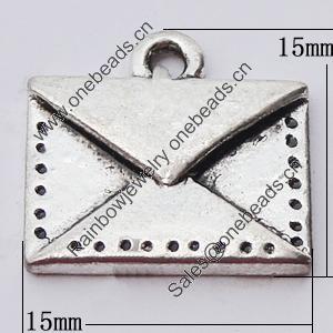 Pendant, Zinc Alloy Jewelry Findings, Rectangle 15x15mm, Sold by Bag  