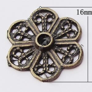 Pendant, Zinc Alloy Jewelry Findings, Flower 16mm, Sold by Bag  