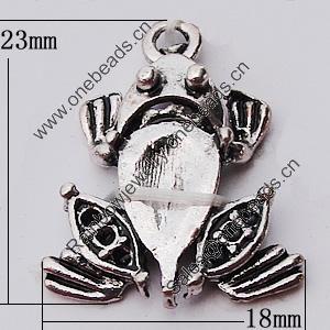 Pendant, Zinc Alloy Jewelry Findings, Frog 18x23mm, Sold by Bag  
