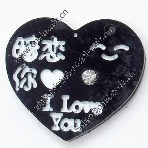 Acrylic Pendants, Heart, 25x22mm Hole:1.5mm, Sold by Bag  