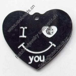 Acrylic Pendants, Heart, 25x21mm Hole:1.5mm, Sold by Bag  