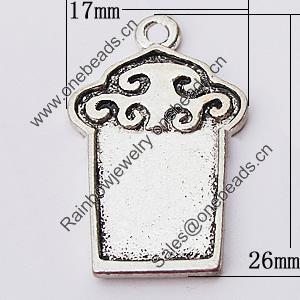 Pendant, Zinc Alloy Jewelry Findings, 17x26mm, Sold by Bag  