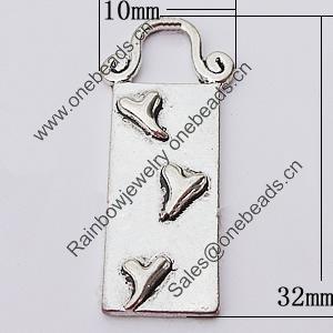 Pendant, Zinc Alloy Jewelry Findings, 10x32mm, Sold by Bag  