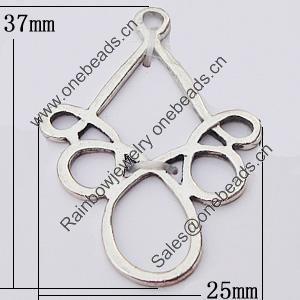 Pendant, Zinc Alloy Jewelry Findings, 25x37mm, Sold by Bag  