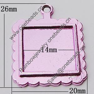 Zinc Alloy Pendant Settings, Square Outside diameter:20x26mm, Interior diameter:14mm, Sold by Bag   