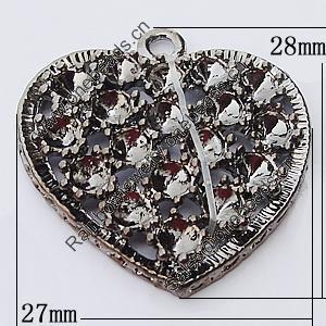 Beads, Zinc Alloy Jewelry Findings, Heart 27x28mm, Sold by Bag  