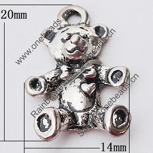Pendant, Zinc Alloy Jewelry Findings, Bear 14x20mm, Sold by Bag  