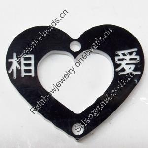 Acrylic Pendants, Heart, 25x21mm Hole:1.5mm, Sold by Bag