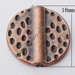 Beads, Zinc Alloy Jewelry Findings, Flat Round 18mm Hole:1mm, Sold by Bag  