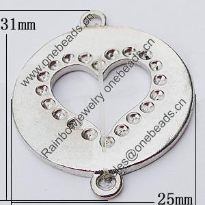 Connectors, Zinc Alloy Jewelry Findings, Flat Round 25x31mm, Sold by Bag  