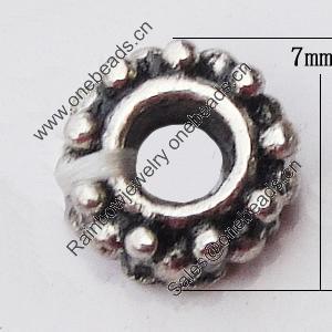 Spacer Zinc Alloy Jewelry Findings, 7mm Hole:3mm, Sold by Bag  