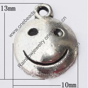 Pendant, Zinc Alloy Jewelry Findings, Flat Round 10x13mm, Sold by Bag  