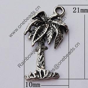 Pendant, Zinc Alloy Jewelry Findings, Tree 10x21mm, Sold by Bag  