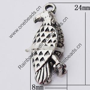 Pendant, Zinc Alloy Jewelry Findings, Bird 8x24mm, Sold by Bag  