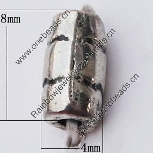Beads, Zinc Alloy Jewelry Findings, Oval 4x8mm Hole:1.5mm, Sold by Bag  