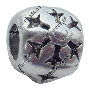 European Style Beads Zinc Alloy Jewelry Findings Lead-free, 8x9mm Hole:4.5mm, Sold by Bag