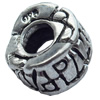 European Style Beads Zinc Alloy Jewelry Findings Lead-free, 6x10mm Hole:4.5mm, Sold by Bag