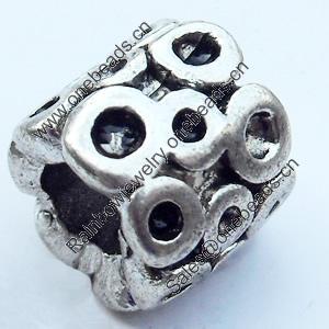 European Style Beads Zinc Alloy Jewelry Findings Lead-free, 8x9mm Hole:4.5mm, Sold by Bag