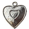 Pendant, Zinc Alloy Jewelry Findings, Heart, 17x21mm, Sold by Bag
