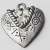 Pendant, Zinc Alloy Jewelry Findings, Heart, 18x20mm, Sold by Bag