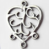 Connectors, Zinc Alloy Jewelry Findings, Heart, 24x30mm, Sold by Bag