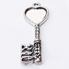 Zinc Alloy Pendant Settings, Key Outside diameter:12x33mm, Interior diameter:10mm, Sold by Bag