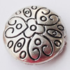 Beads, Zinc Alloy Jewelry Findings, Flat Round 17mm Hole:1.5mm, Sold by Bag  