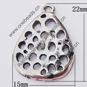 Pendant, Zinc Alloy Jewelry Findings, Teardrop 15x22mm, Sold by Bag  