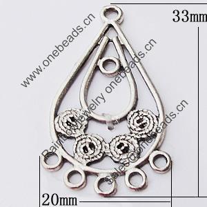 Connectors, Zinc Alloy Jewelry Findings, Teardrop 20x33mm, Sold by Bag  