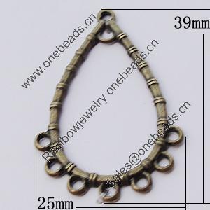 Connectors, Zinc Alloy Jewelry Findings, 25x39mm, Sold by Bag  