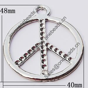 Pendant, Zinc Alloy Jewelry Findings, 40x48mm Hole:5mm, Sold by Bag  