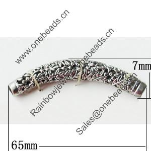 Beads, Zinc Alloy Jewelry Findings, 7x65mm, Sold by Bag