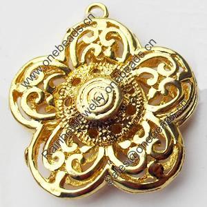 Copper Pendant Jewelry Findings Lead-free, Flower, 27x30mm, Sold by Bag