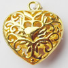 Copper Pendant Jewelry Findings Lead-free, Heart, 19x21mm, Sold by Bag