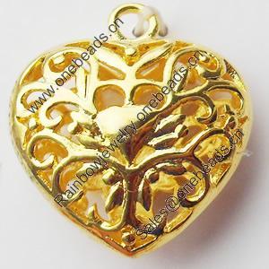 Copper Pendant Jewelry Findings Lead-free, Heart, 19x21mm, Sold by Bag