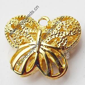 Copper Pendant Jewelry Findings Lead-free, Butterfly, 19x16mm, Sold by Bag